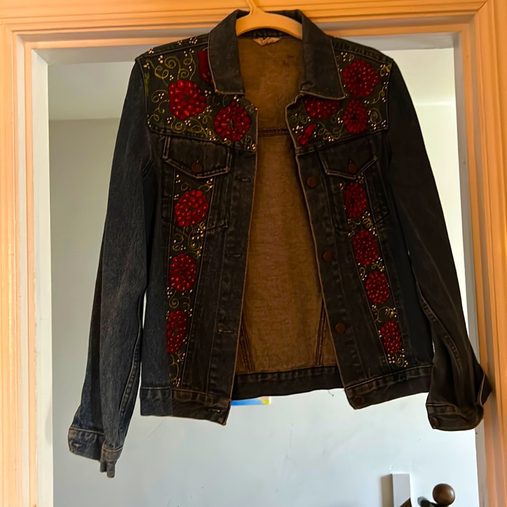 Hand painted floral denim jacket